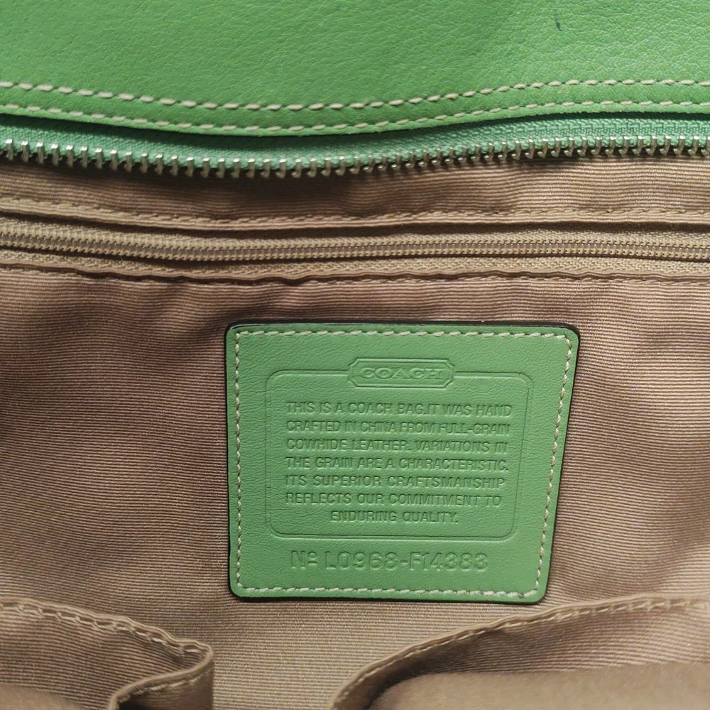 COACH Apple Green Legacy Bleecker Leather Tote Bag F14383 - Picture 13 of 16